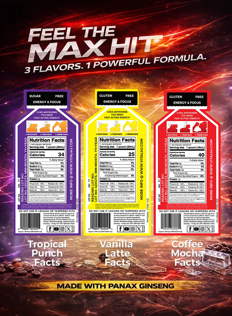 Load image into Gallery viewer, Vital 4U - Screamin Energy Max Hit Sample Pack - 6 Pouches
