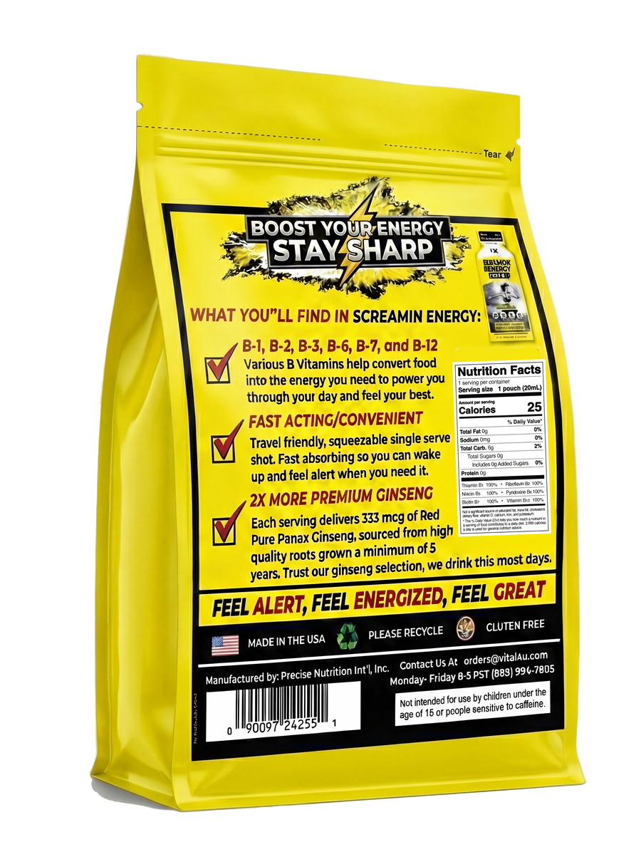 Vital 4U - Screamin Energy Max Hit Vanilla Latte Sugar Free nutrition facts label