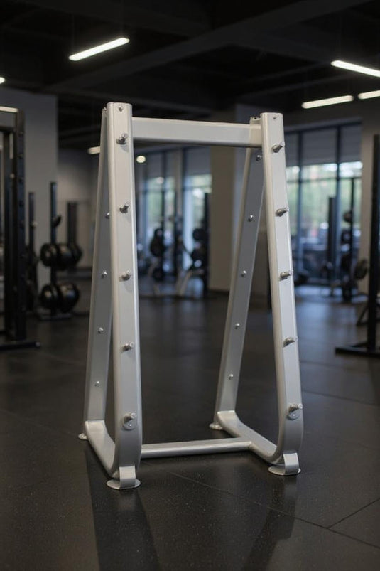 Muscle D Fitness - Barbell Rack - Elite Series - Silver - 10 Bar Fitness Storage
