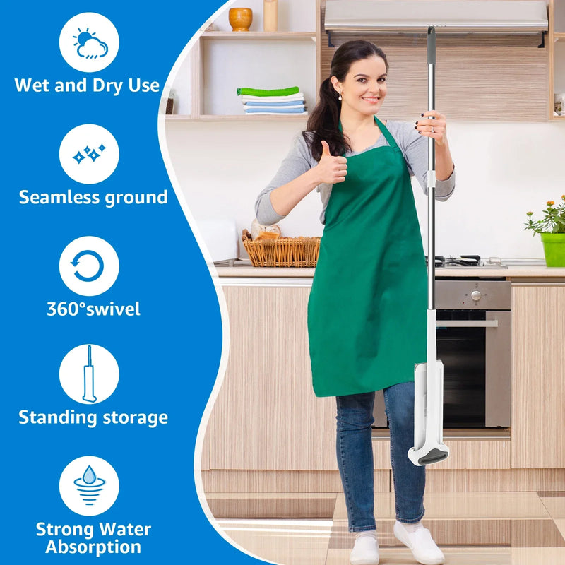 Load image into Gallery viewer, Anti Spier - Microfiber Flat Mop 360 ° Rotating Flat Floor Mop Self Wringing Dust Mop with Dewatering Scraper for Kitchen Home Cleaning Mop
