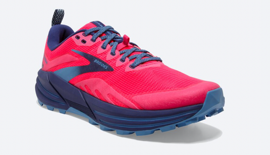 Women's Cascadia 16 - Pink, Flambe, and Cobalt