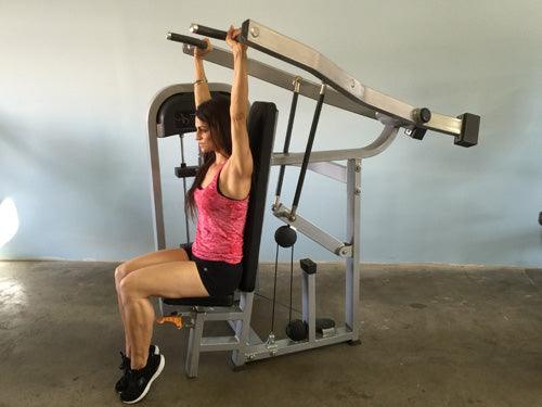 Load image into Gallery viewer, Muscle D Fitness - Classic Shoulder Press - Adjustable Seat - Pin Selectorized Weight Stack
