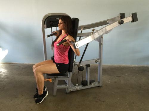 Muscle D Fitness - Classic Shoulder Press - Adjustable Seat - Pin Selectorized Weight Stack