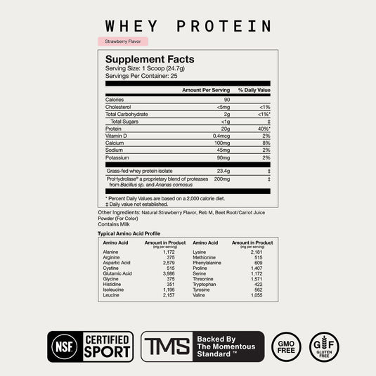 Momentous - Grass-Fed Whey Protein Isolate Powder