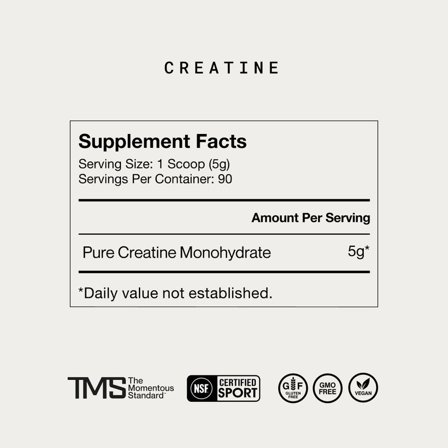 Momentous - Creatine nutrition facts label