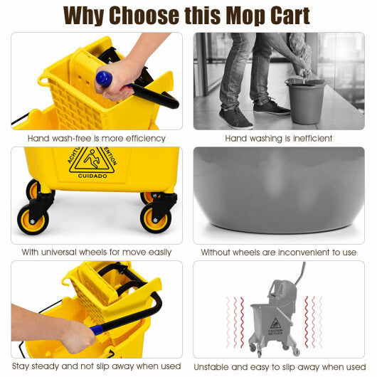 LuxuryLifeWay Online Store - 26 Quart Side Press Wringer Commercial Mop Bucket