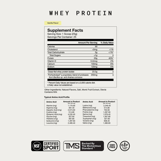 Momentous - Grass-Fed Whey Protein Isolate Powder