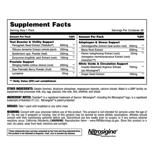 Animal TNT+ supplement facts