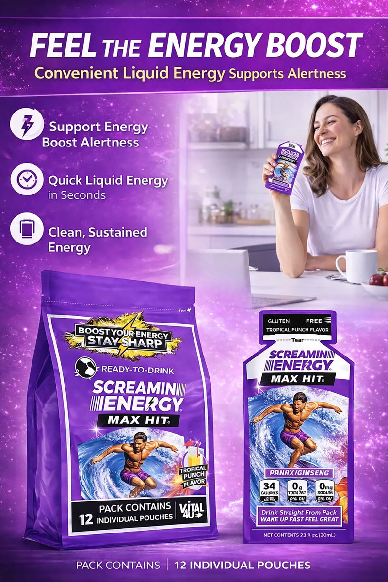 Load image into Gallery viewer, Vital 4U - Screamin Energy Max Hit Tropical Punch Sugar Free
