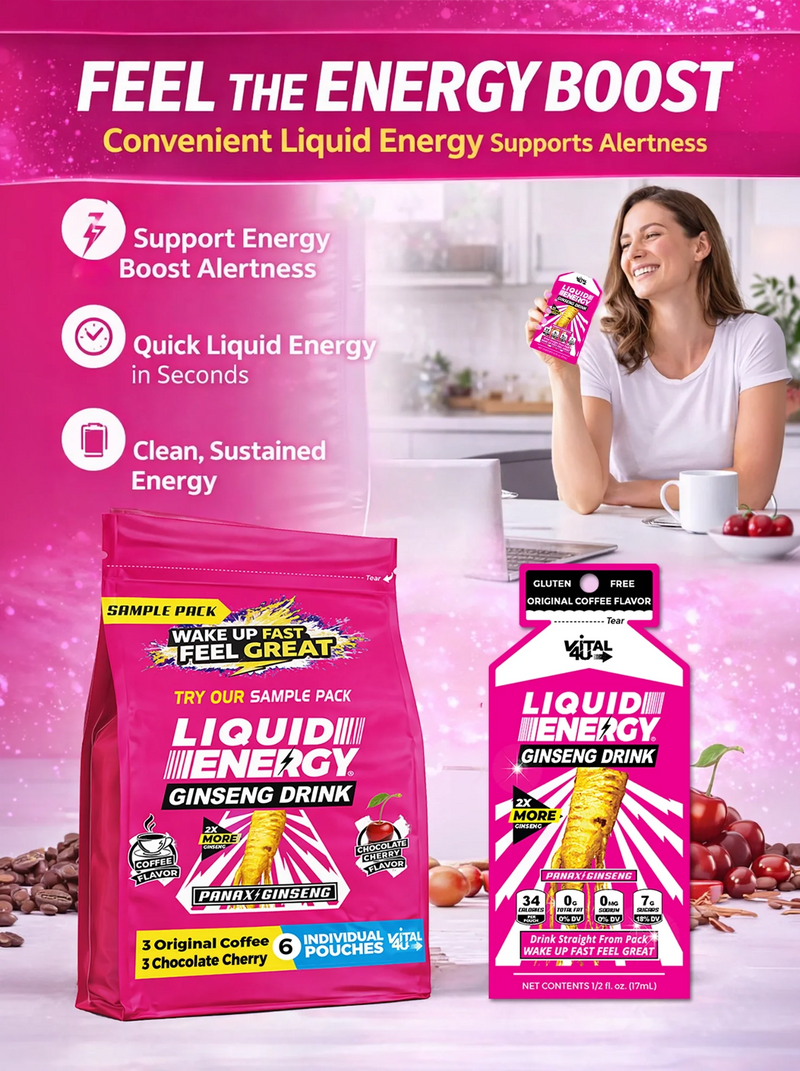 Load image into Gallery viewer, Vital 4U - Liquid Energy Ginseng Sample Pack - 6 Pouches
