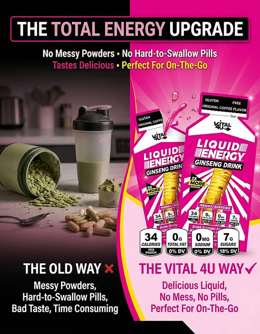 Vital 4U - Liquid Energy Ginseng Sample Pack - 6 Pouches