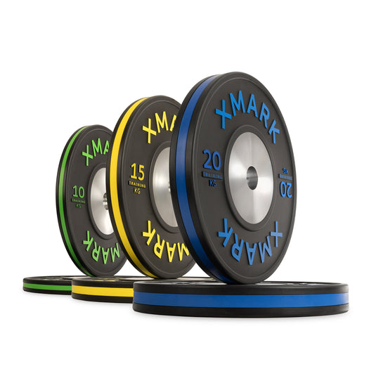 XMARK - Striped Premium IWF Training Bumper Plates (KG) Pairs and Sets