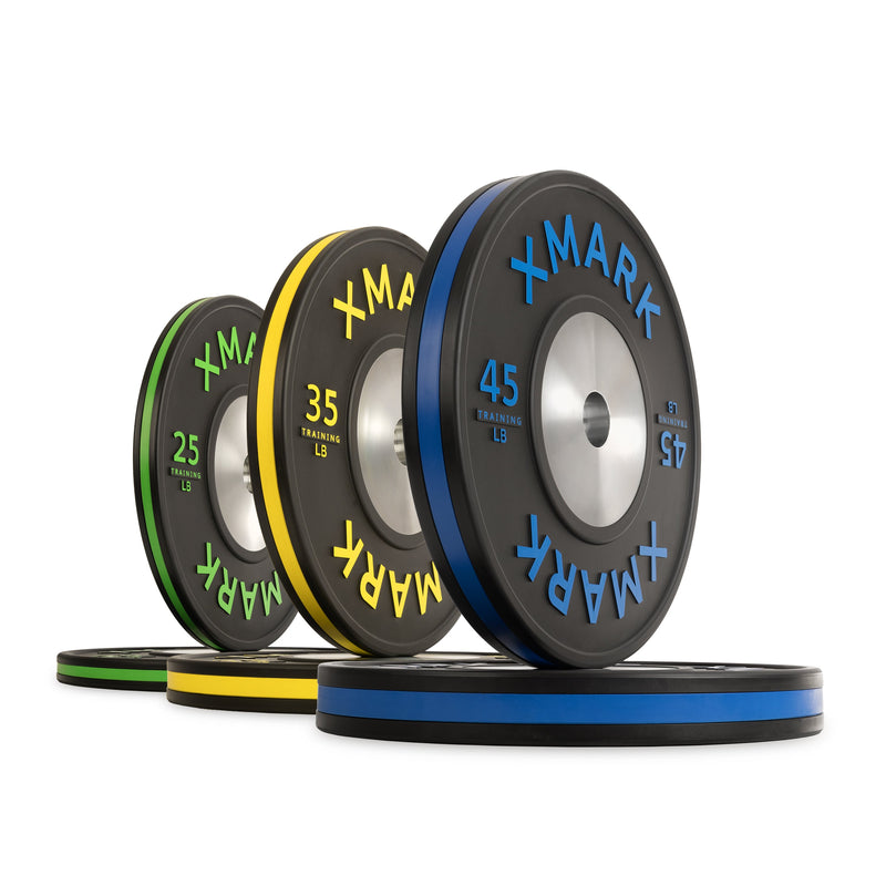 Load image into Gallery viewer, XMARK - Striped Premium IWF Training Bumper Plates (LB) Pairs and Sets
