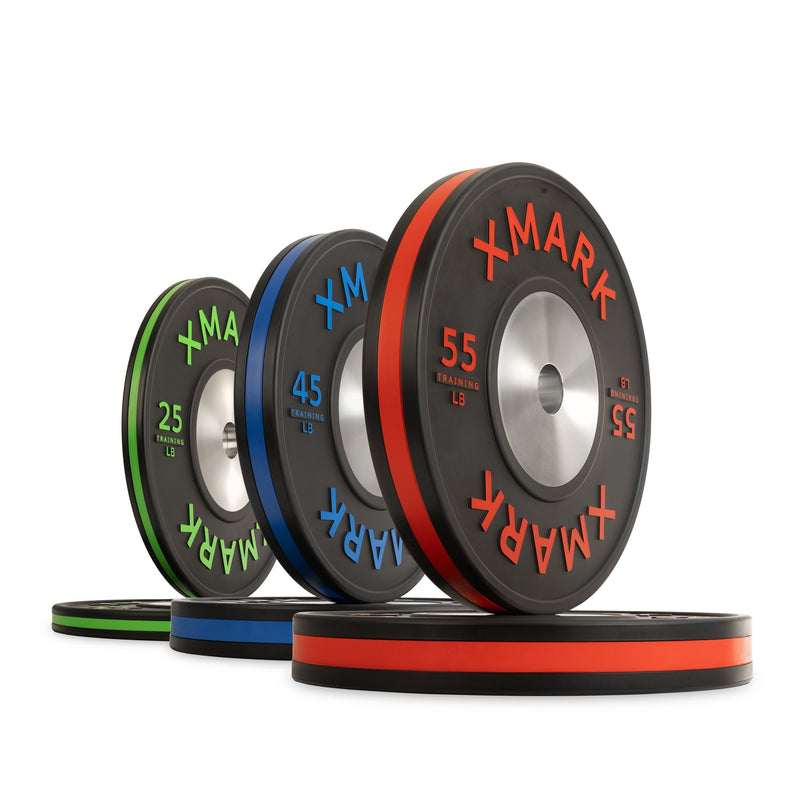 Load image into Gallery viewer, XMARK - Striped Premium IWF Training Bumper Plates (LB) Pairs and Sets

