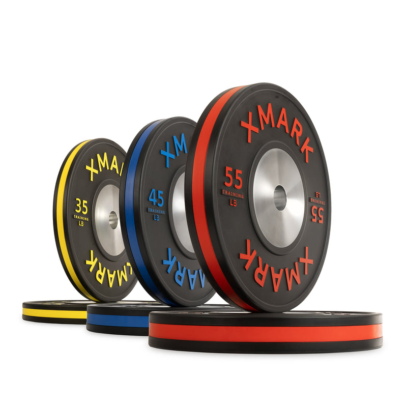 Load image into Gallery viewer, XMARK - Striped Premium IWF Training Bumper Plates (LB) Pairs and Sets
