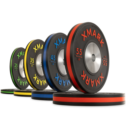 XMARK - Striped Premium IWF Training Bumper Plates (LB) Pairs and Sets