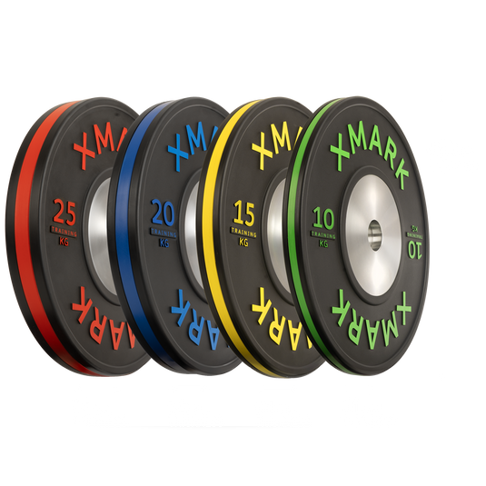 XMARK - Striped Premium IWF Training Bumper Plates (KG) Pairs and Sets