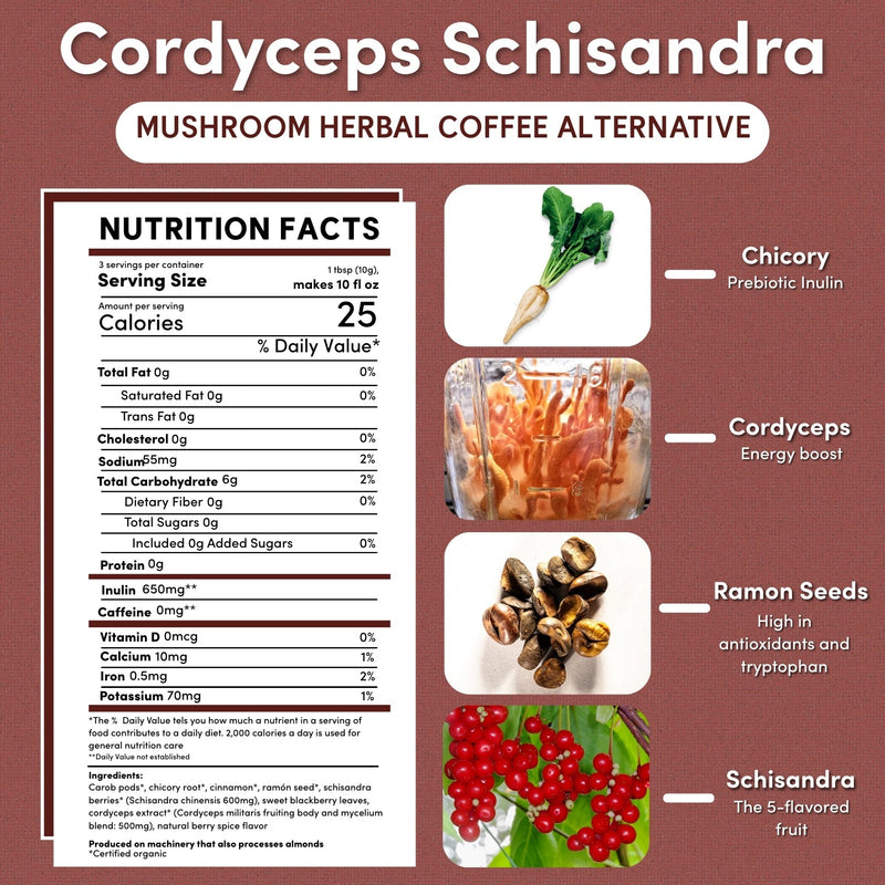 Load image into Gallery viewer, Teeccino - Cordyceps Schisandra Cinnamon Berry Mushroom Herbal Coffee
