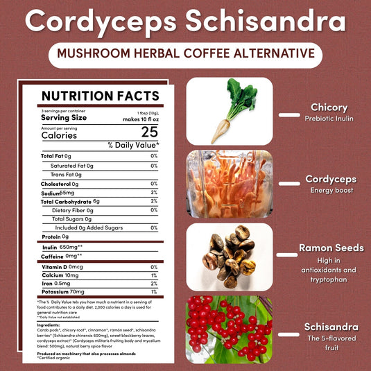 Teeccino - Cordyceps Schisandra Cinnamon Berry Mushroom Herbal Coffee