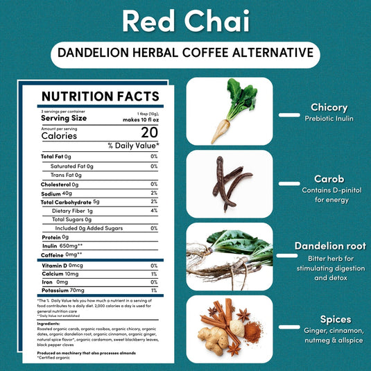 Teeccino - Dandelion Red Chai Herbal Coffee