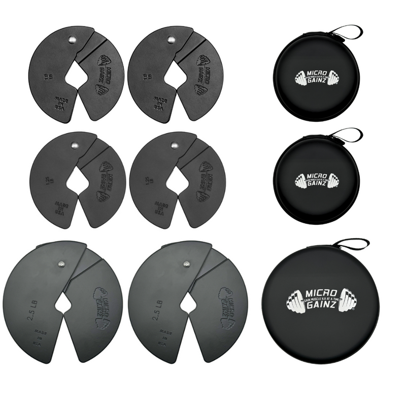 Load image into Gallery viewer, Micro Gainz Triple Pack of 1LB, 1.25LB, &amp; 2.5LB Dumbbell Fractional Weight Plates
