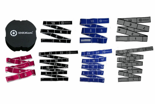 KNKMiami - Circular Yoga Block + 7 Stretch Bands Bundle (11, 12 & 24-Loop)