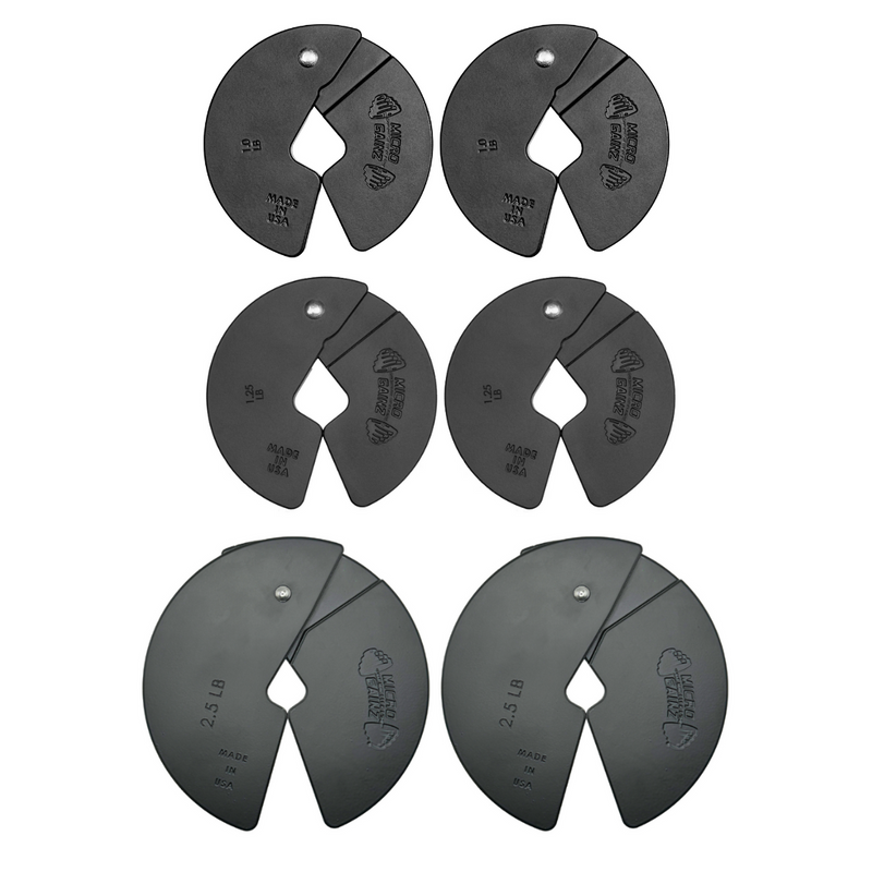 Load image into Gallery viewer, Micro Gainz - Triple Pack of 1Lb, 1.25Lb, &amp; 2.5Lb Dumbbell Fractional Weight Plates
