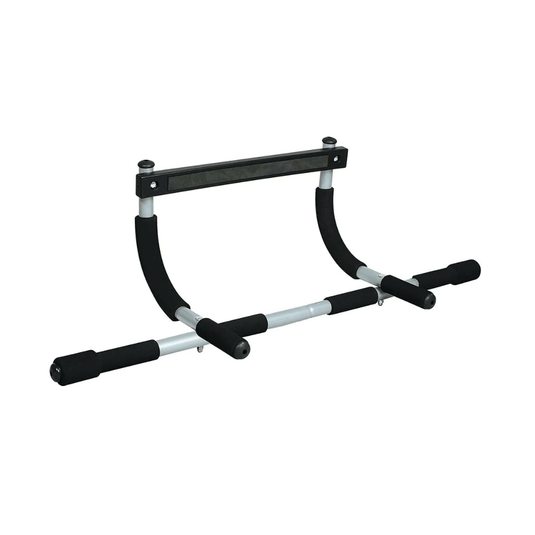 Black and white pull-up bar on a white background