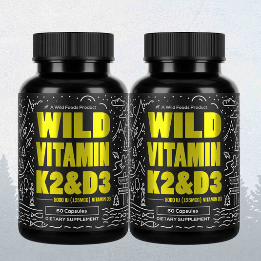Wild Foods - Vitamin K2 + D3 + Black Pepper Extract - 2x - 60ct (Save $3!)