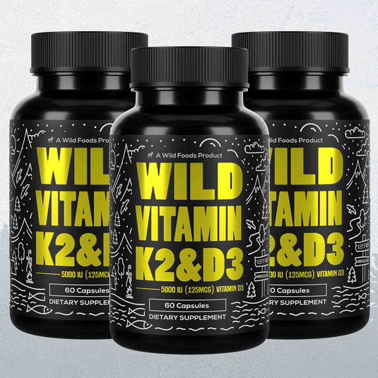 Wild Foods - Vitamin K2 + D3 + Black Pepper Extract - 3x - 60ct (Save $5!)