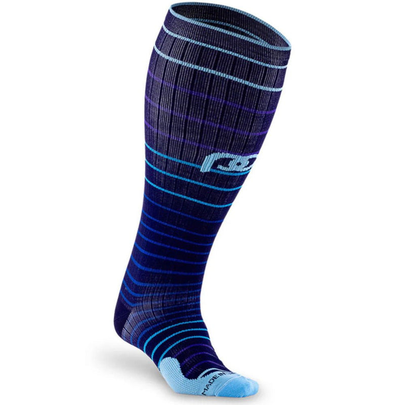 Load image into Gallery viewer, Pro Compression - Marathon Wide-Calf, Navy Blue Lines
