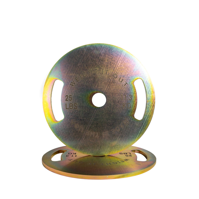 Load image into Gallery viewer, Weight It Out - Pre-Order Only: Custom Engraved Solid Steel Calibrated Weight Plate Pairs American Made
