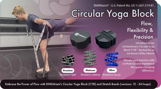 KNKMiami - Circular Yoga Block + Platinum Bundle (24-Loop Medium Band) - 12-Pack