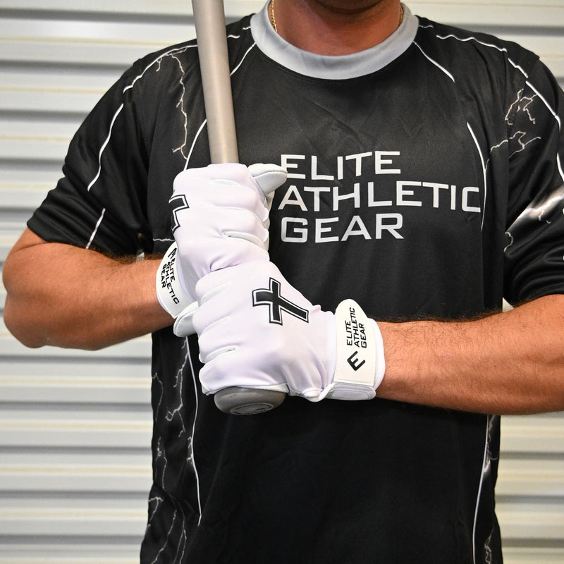 Load image into Gallery viewer, Elite Athletic Gear - Faith Cross White Batting Gloves
