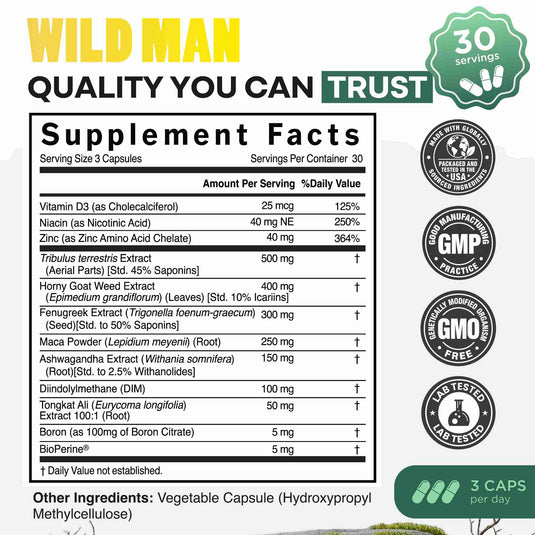 Wild Foods - Wild Man Herbal Stack - Vitamins & Supplements