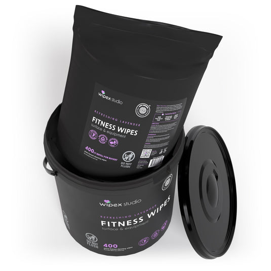 Wipex Co. - Wipex 400ct Natural Gym Wipes for Fitness Equipment | Portable Dispensing Bucket or Refill | Plant-Based