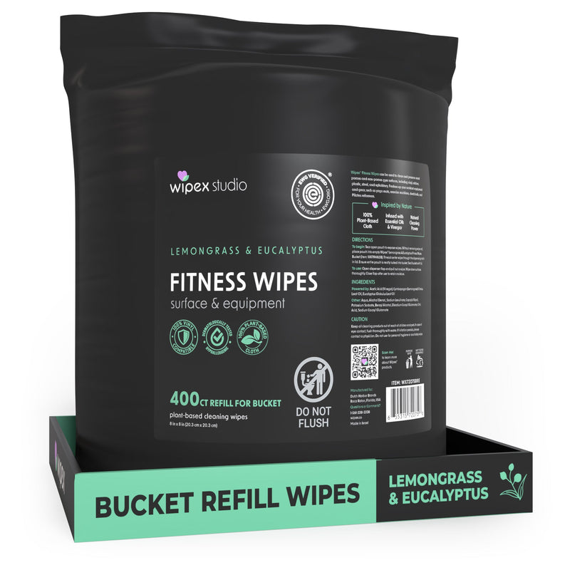 Load image into Gallery viewer, Wipex Co. - 400ct Natural Gym Wipes for Fitness Equipment | Portable Dispensing Bucket or Refill | Plant-Based
