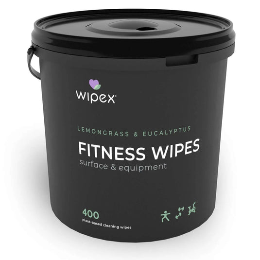 Wipex Co. - 400ct Natural Gym Wipes for Fitness Equipment | Portable Dispensing Bucket or Refill | Plant-Based
