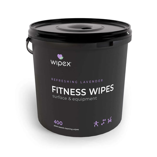 Wipex Co. - 400ct Natural Gym Wipes for Fitness Equipment | Portable Dispensing Bucket or Refill | Plant-Based