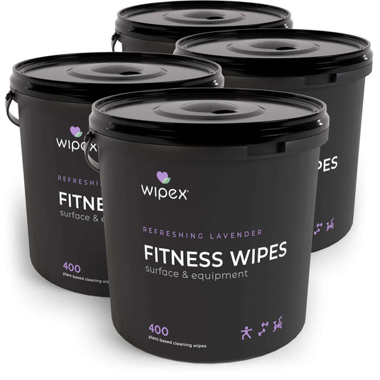 Wipex Co. - 400ct Natural Gym Wipes for Fitness Equipment | Portable Dispensing Bucket or Refill | Plant-Based