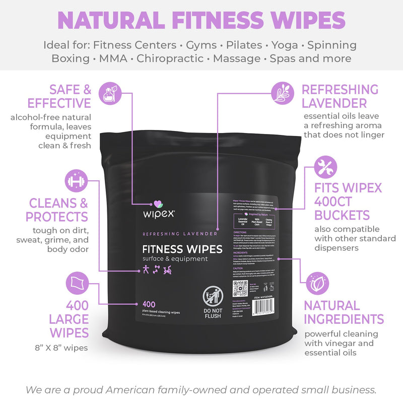 Load image into Gallery viewer, Wipex Co. - 400ct Natural Gym Wipes for Fitness Equipment | Portable Dispensing Bucket or Refill | Plant-Based
