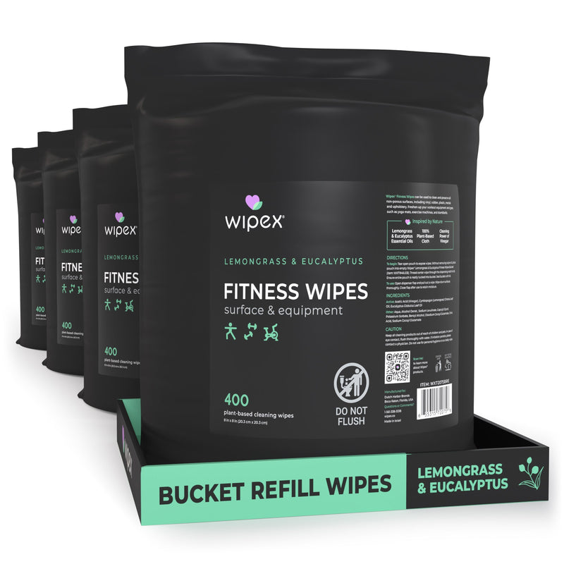 Load image into Gallery viewer, Wipex Co. - 400ct Natural Gym Wipes for Fitness Equipment | Portable Dispensing Bucket or Refill | Plant-Based
