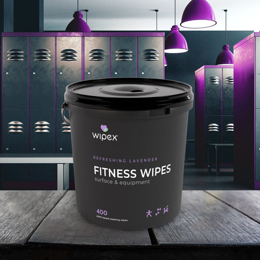 Wipex Co. - 400ct Natural Gym Wipes for Fitness Equipment | Portable Dispensing Bucket or Refill | Plant-Based
