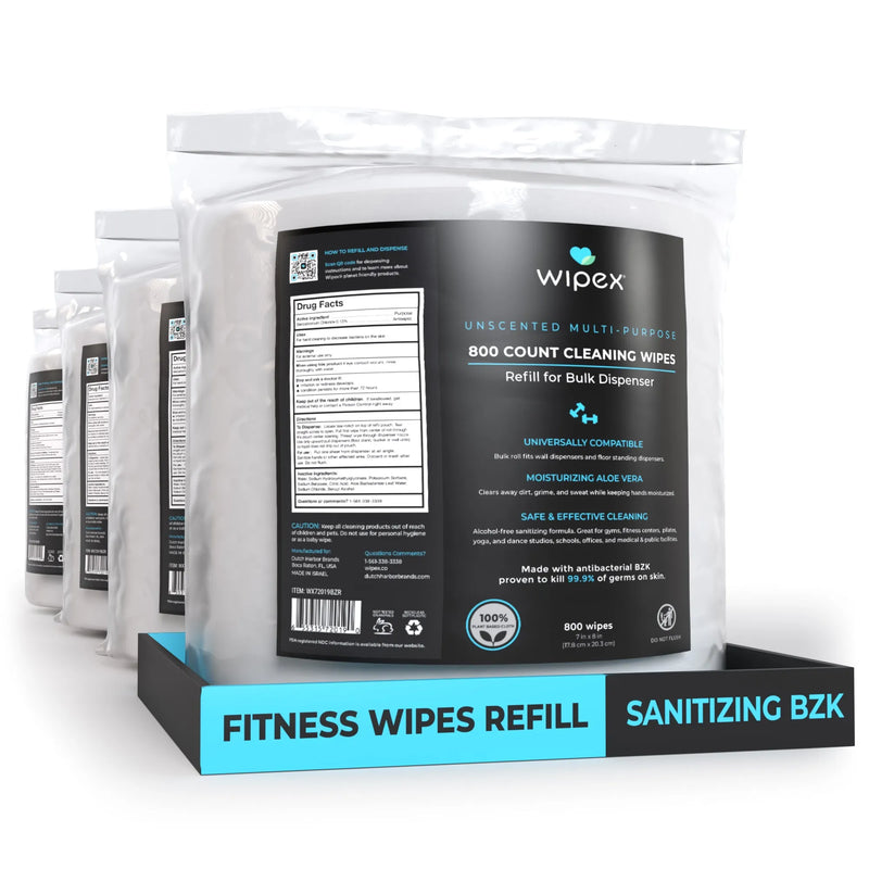 Load image into Gallery viewer, Wipex Co. - Antibacterial Bulk Gym Wipes Refill Roll 800ct | Skin-Safe 98.9% Natural Formula | Biodegradable Cloth
