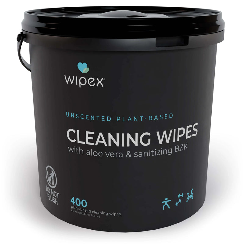 Load image into Gallery viewer, Wipex Co. - Antibacterial Bulk Gym Wipes Portable Dispensing Bucket 400ct | Skin-Safe 98.9% Natural Formula | Plant-Based Materials
