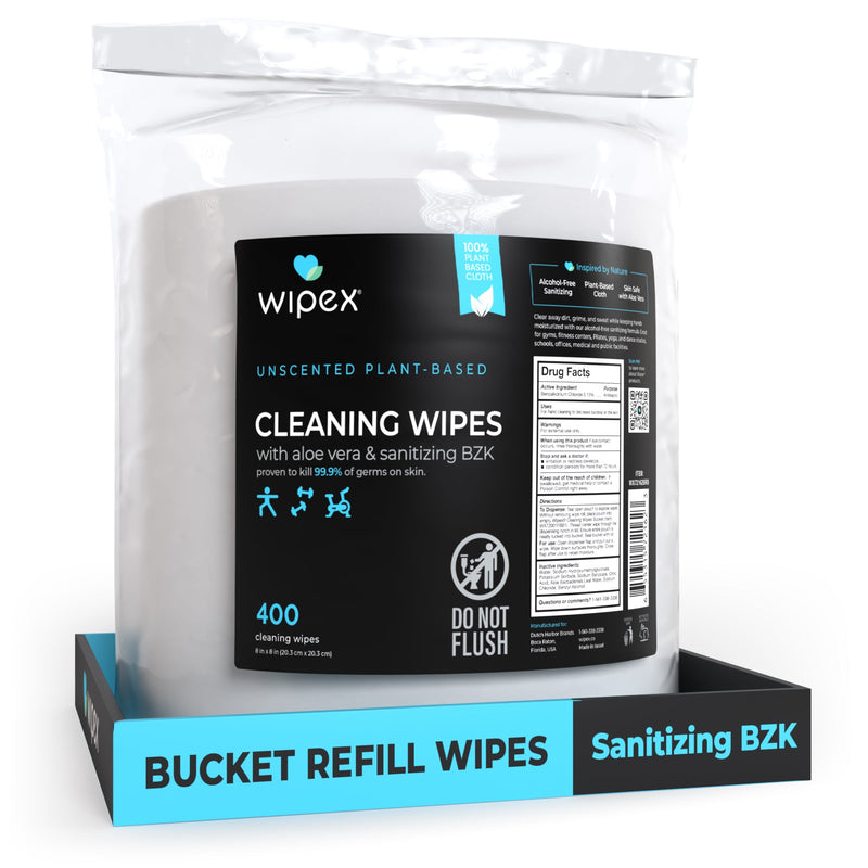 Load image into Gallery viewer, Wipex Co. - Wipex® Bulk Antibacterial Wipes Portable Dispensing Bucket 400ct | Skin-Safe Sanitizing Wipe | TÜV-Certified Plant-Based Cloth
