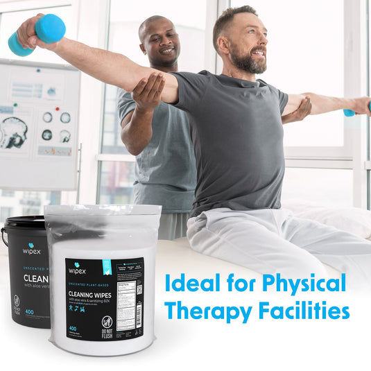 Wipex Co. - Antibacterial Bulk Gym Wipes Portable Dispensing Bucket 400ct | Skin-Safe 98.9% Natural Formula | Plant-Based Materials