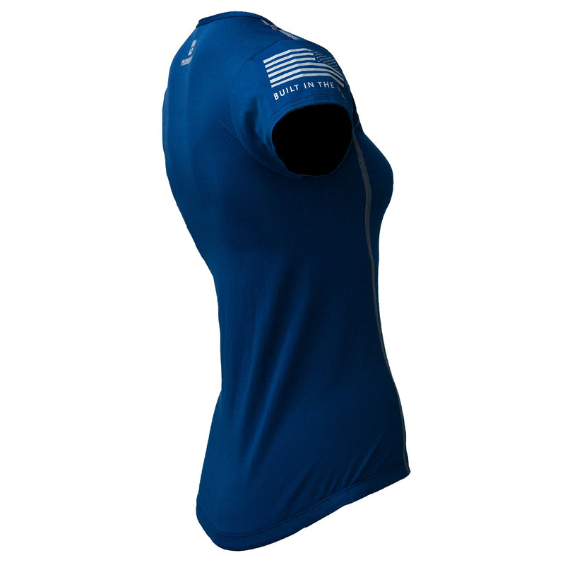 Load image into Gallery viewer, Women&#39;s Fitted Performance Shirt - Short Sleeve (Navy)
