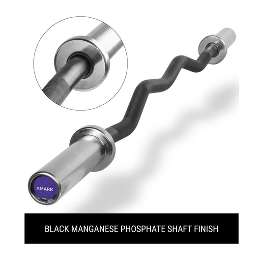 XMARK - Black EZ Curl Bar, Fits Olympic Plates