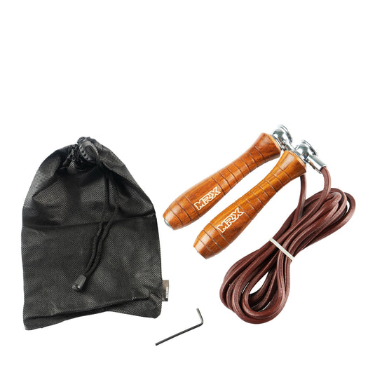MRX - Weighted Leather Jump Rope Heavy Duty Wood Handle
